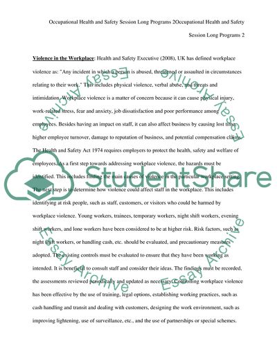 Occupational Health and Safety Session Long Programs