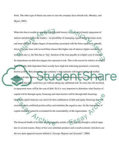 Financial Analysis of Jessops