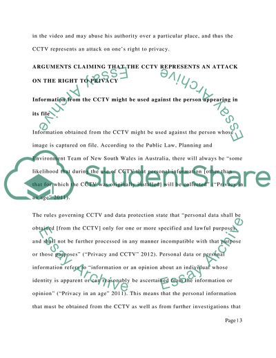 CCTV: An Attack on Ones Privacy