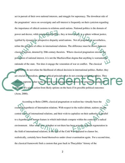 The Main Features of the Realist Perspective of International Relations