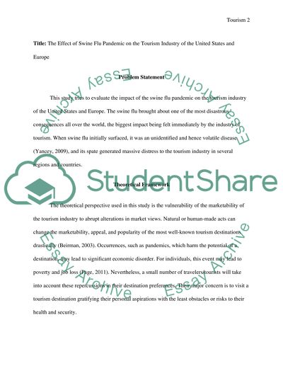 Effect of the Swine flu pandemic on the tourist industry in the US and Europe