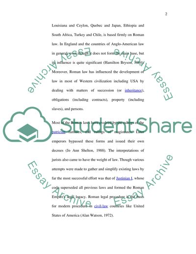 The influence of Roman law on the US