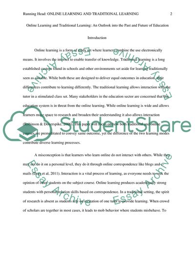 Online Learning and Traditional Learning: An Outlook into the Past and the Future of Education