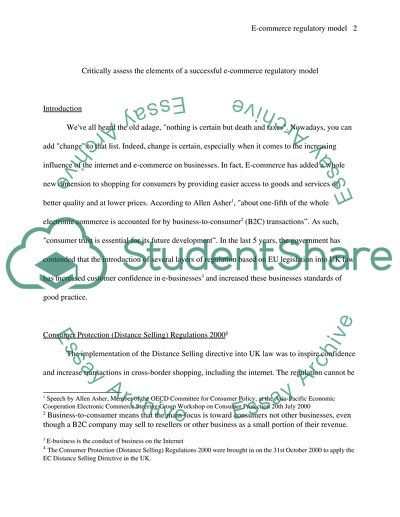 Elements of a Successful E-commerce Regulatory Model