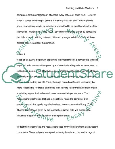 Training for older worker