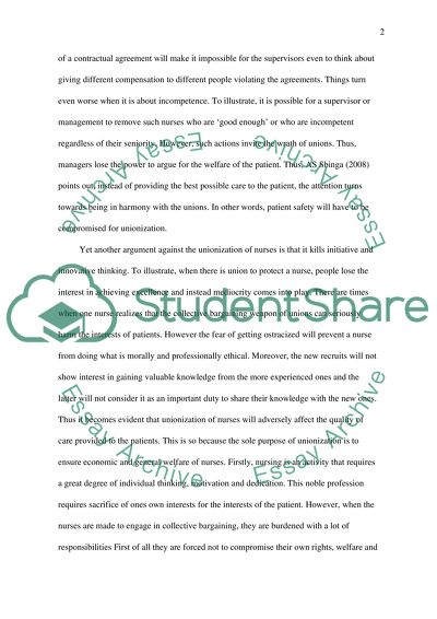 Nursing Should Not Unionize