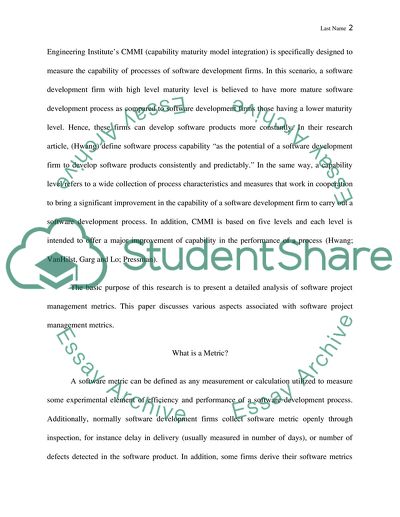 Software Project Management Metrics