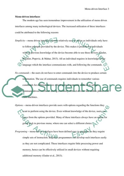 Menu Driven Interface