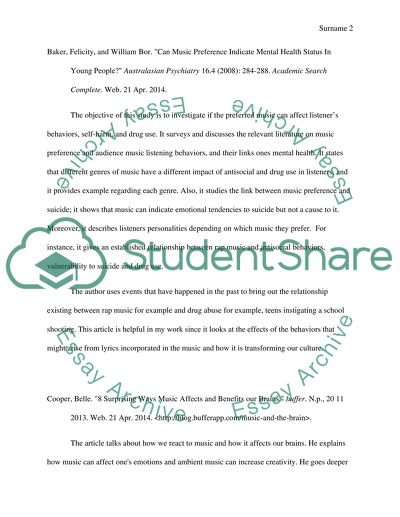 Preference of Music and Its Relationship to Culture, Personality, and Mental Health