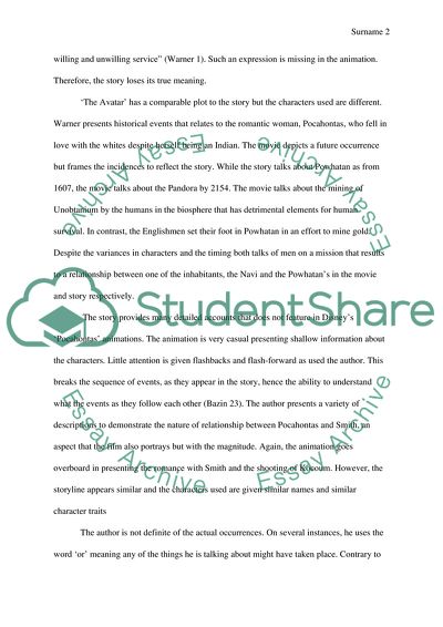 Adaptations of The Pocahontas and Avatar Films in The Story of Pocahontas by Charles Dudley Warner