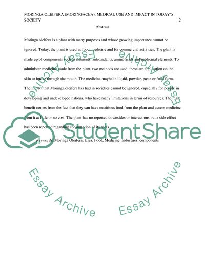 The Impact of Moringa Oleifera
