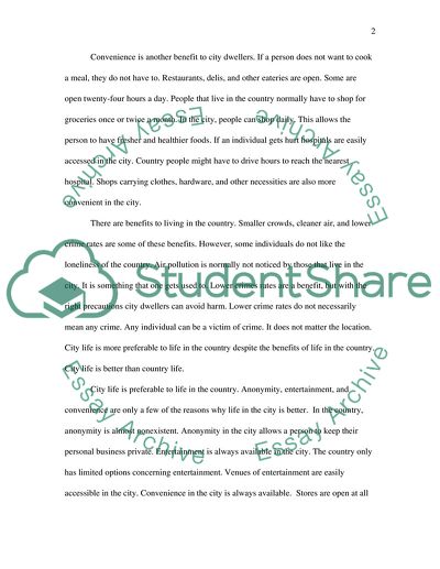 Is City Life Preferable over Life in the Country