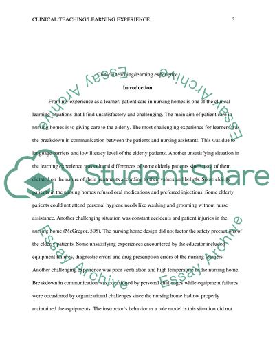 Clinical Teaching and Learning Experience