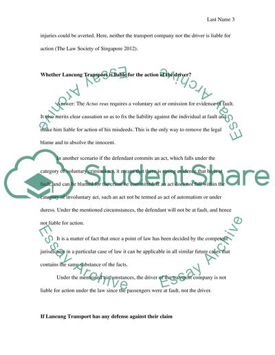 The Ground for Action in Law Opens to Passengers of Lancung Transport