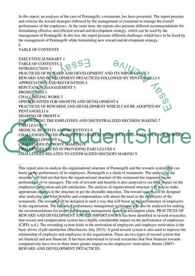 Management report about the organisation. Case of Pentangelli