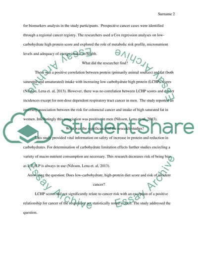 The Relationship between Cancer Disease and Nutrition