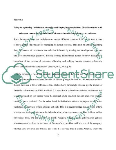 Cross-Cultural Management Department of HR