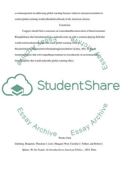 Congress and Global Warming Policy