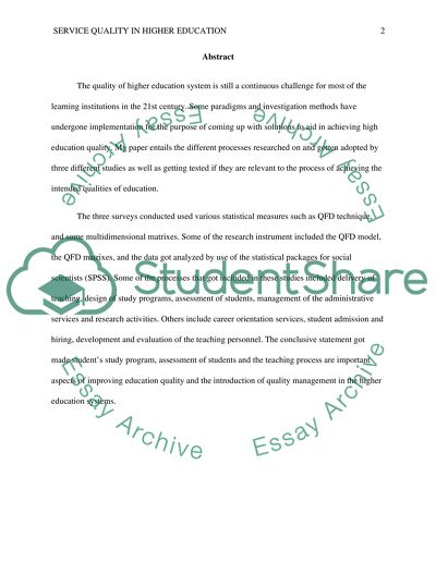 Service Quality in Higher Education