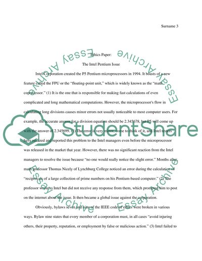 The Intel Pentium Issue