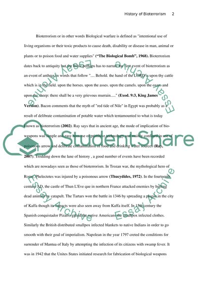 History of bioterrorism