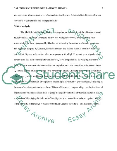 Gardner's theory of multiple intelligences picture