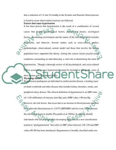 The effect of exercise on prevention and control of hypertension