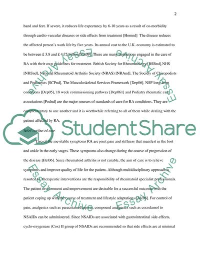 The Standards of Care of a Patient with Rheumatoid Arthritis