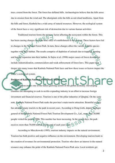 The Traditional Tourism Impact on Kanbula National Forest Park