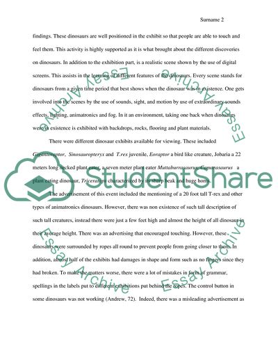 Visit the Jurassic Quest Exhibit and Report of geology