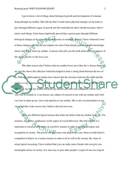 What is Knowledge Empirical And Logical Reasons Why I Believe That My Mother Loves Me