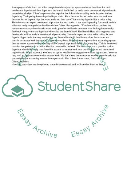 Business Relationships in a Service Banking Sector