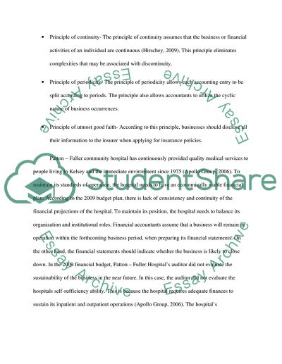 GAAP to Create the Financial Plan, and Recommendation for Patton-Fuller Community Hospital