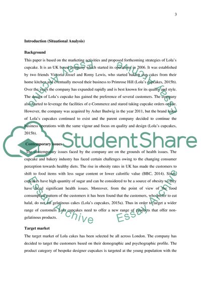 Marketing Plan: Lolas Cupcakes