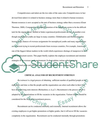 Recruitment and Retention within a Complex International Market