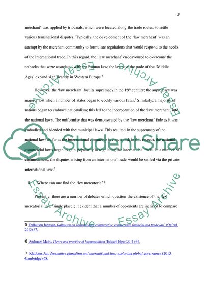 Private International Law: Lex Mercatoria