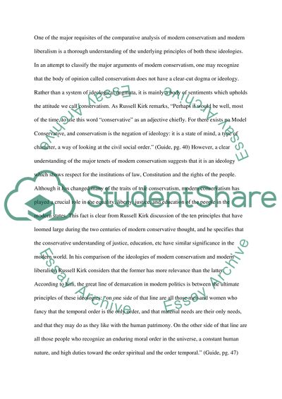 Compare and contrast modern conservatism and modern liberalism