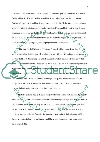 Analysis of Matts Character in The Descendants Novel