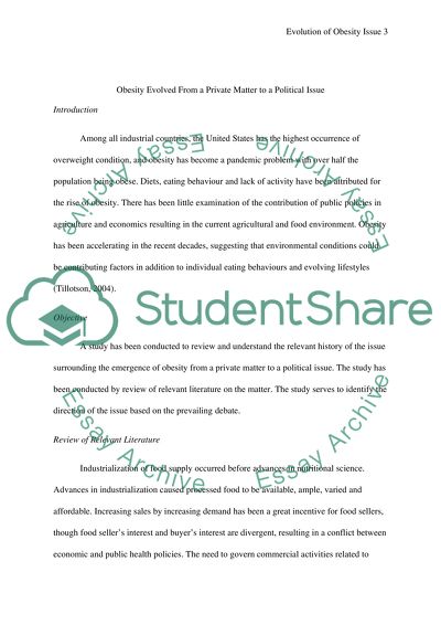 Obesity Evolved from a Private Matter to a Political Issue