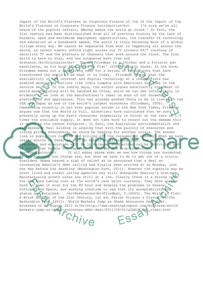 Impact of the Worlds Flatness