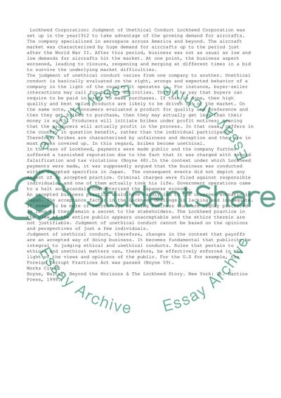 Lockheed Corporation: Judgment of Unethical Conduct