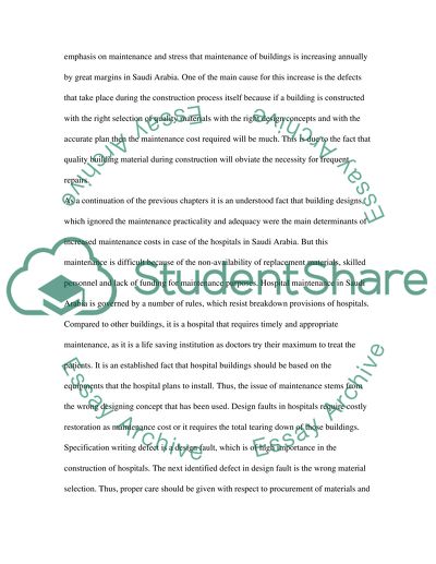The Maintenance Issues of King Fahad Hospital in the Kingdom of Saudi Arabia