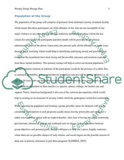 Group Therapy Weekly Intervention Plan