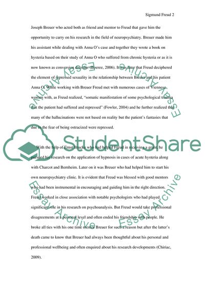 Major Figure from the History of Psychology: Sigmund Freud