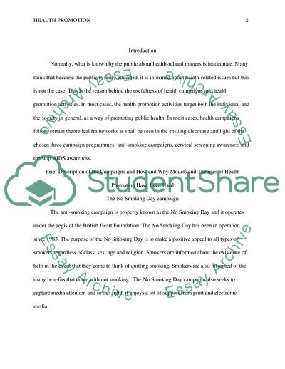 Health Promotion - No Smoking Day Campaign