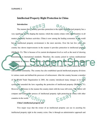 Intellectual Property Right Protection in China