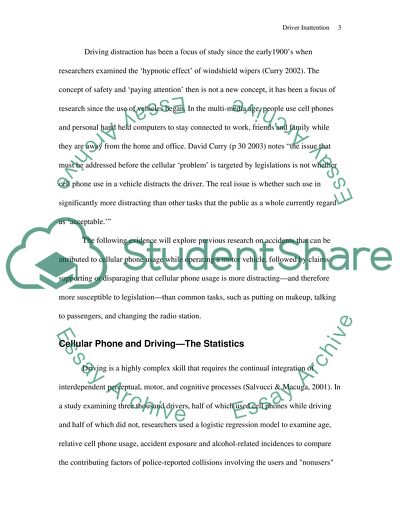 Cellular Phone Usage while Driving