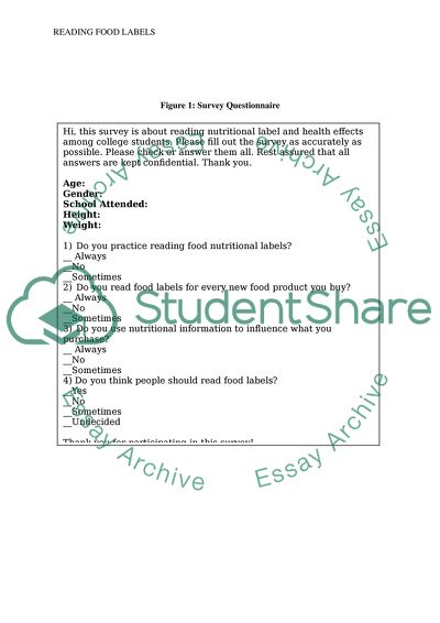 Food Labels: A Survey on Prevalence and Health Effects
