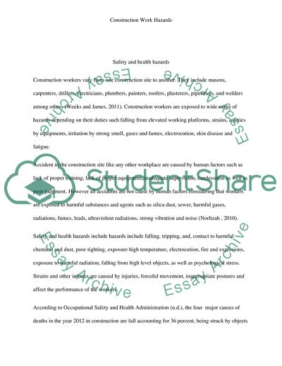 Construction Work Hazards