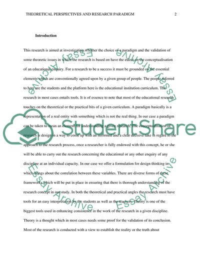 Theoretical Perspectives and Research Paradigm